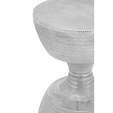 Matin Silver Finish Textured Metal Small Side Table