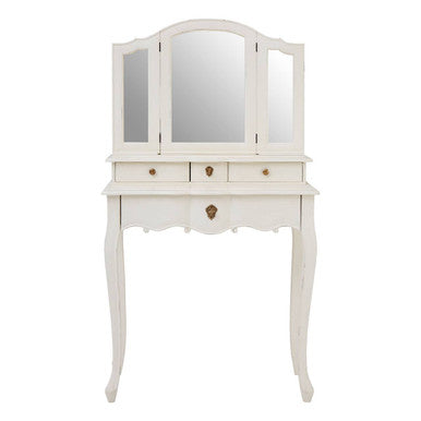 Loire White Wooden Dressing Table with Mirror