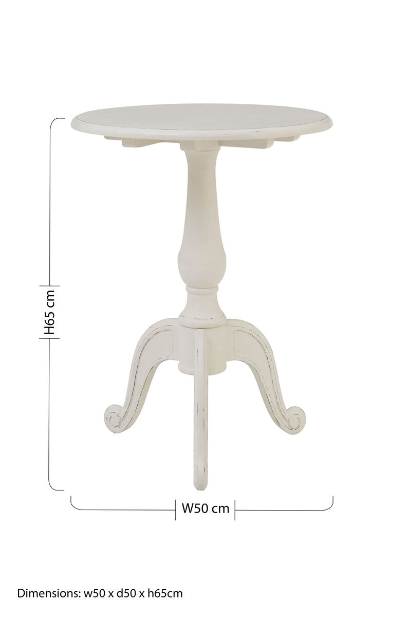 Loire White Wooden Round Pedestal Side Table