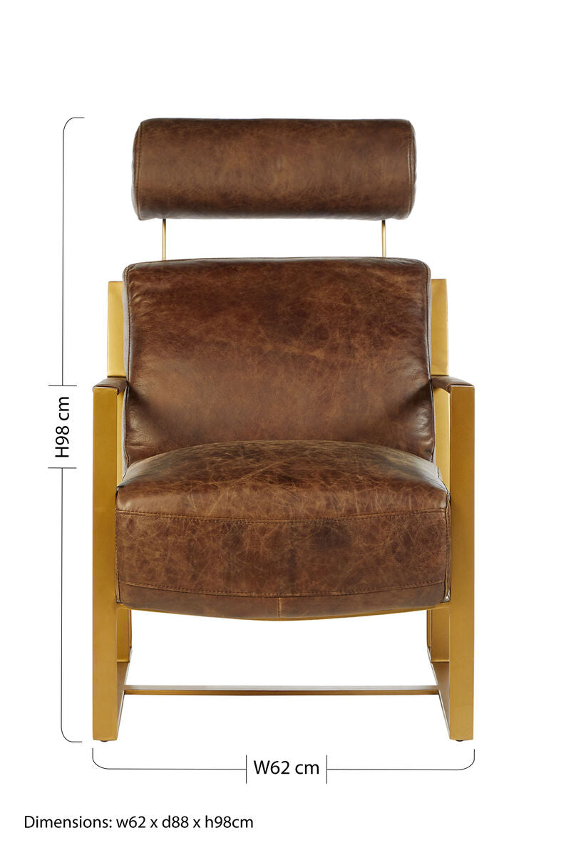 Hoxton Brown Leather Lounge Chair with Headrest