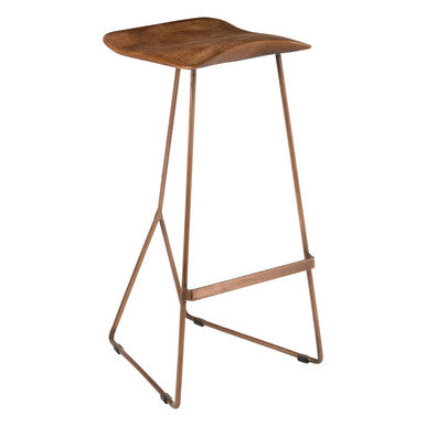 Nandri Acacia Wood and Antique Copper Finish Bar Stool