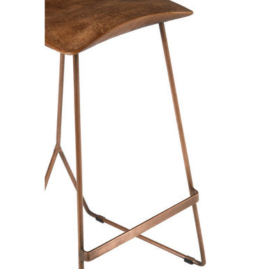 Nandri Acacia Wood and Antique Copper Finish Bar Stool