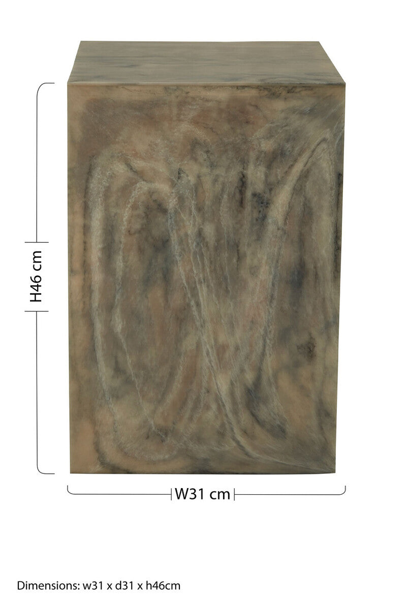 Rosado Stone Grey Marble Effect Side Table and Stool