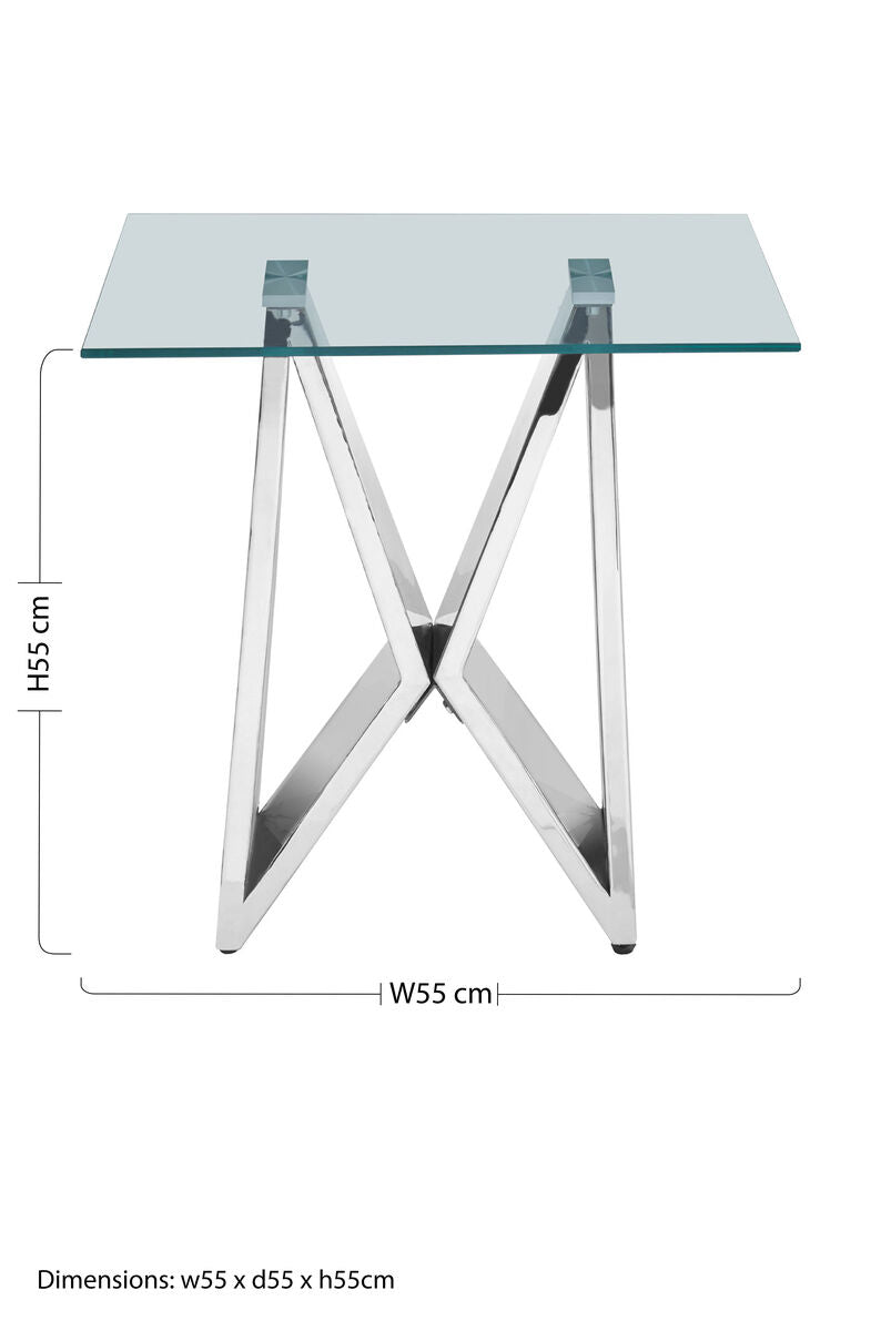 Allure Clear Glass Side Table with Chrome Finish Frame