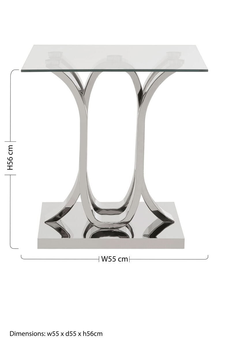 Allure Clear Glass Side Table with Silver Finish Frame