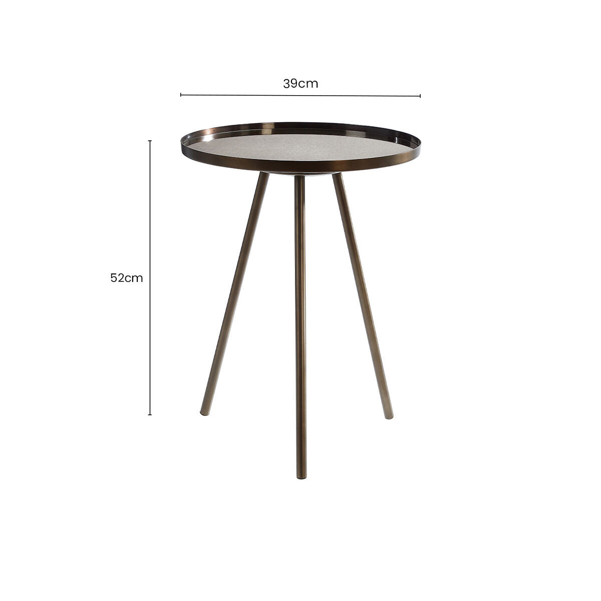 Corra Black Finish Side Table with Antique Glass Top