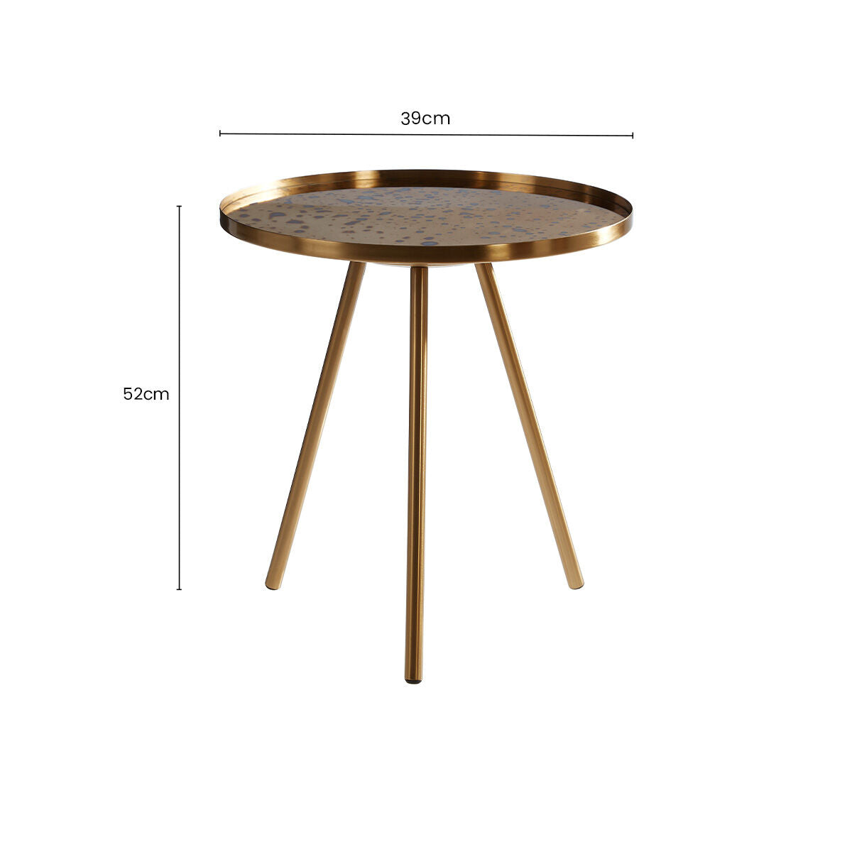 Corra Gold Finish Side Table with Antique Glass Top