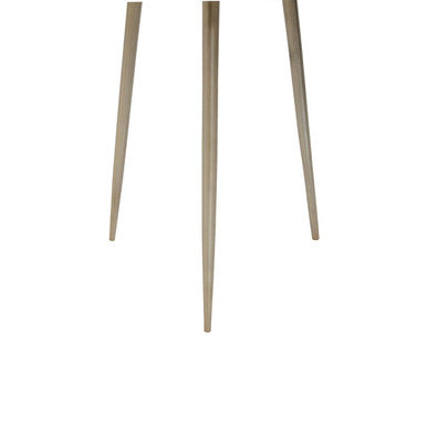 Natural Acacia Wood Small Round Side Table with Gold Aluminium Border and Legs, Almora