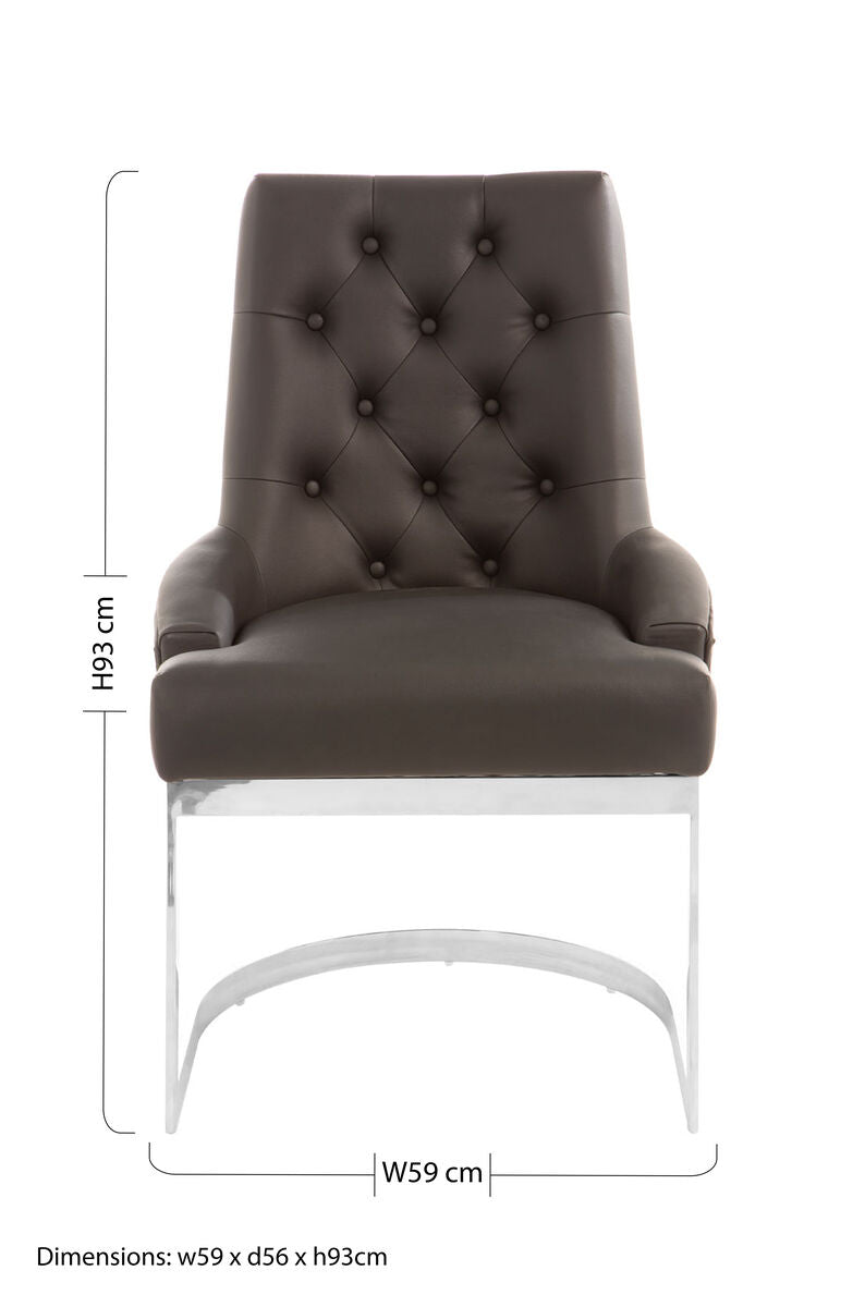 Azalea Black Leather Effect Button Tufted Dining Chair