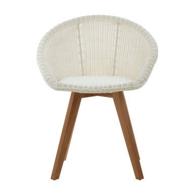 Lovina White Rattan Effect and Teak Wood Dining Chair