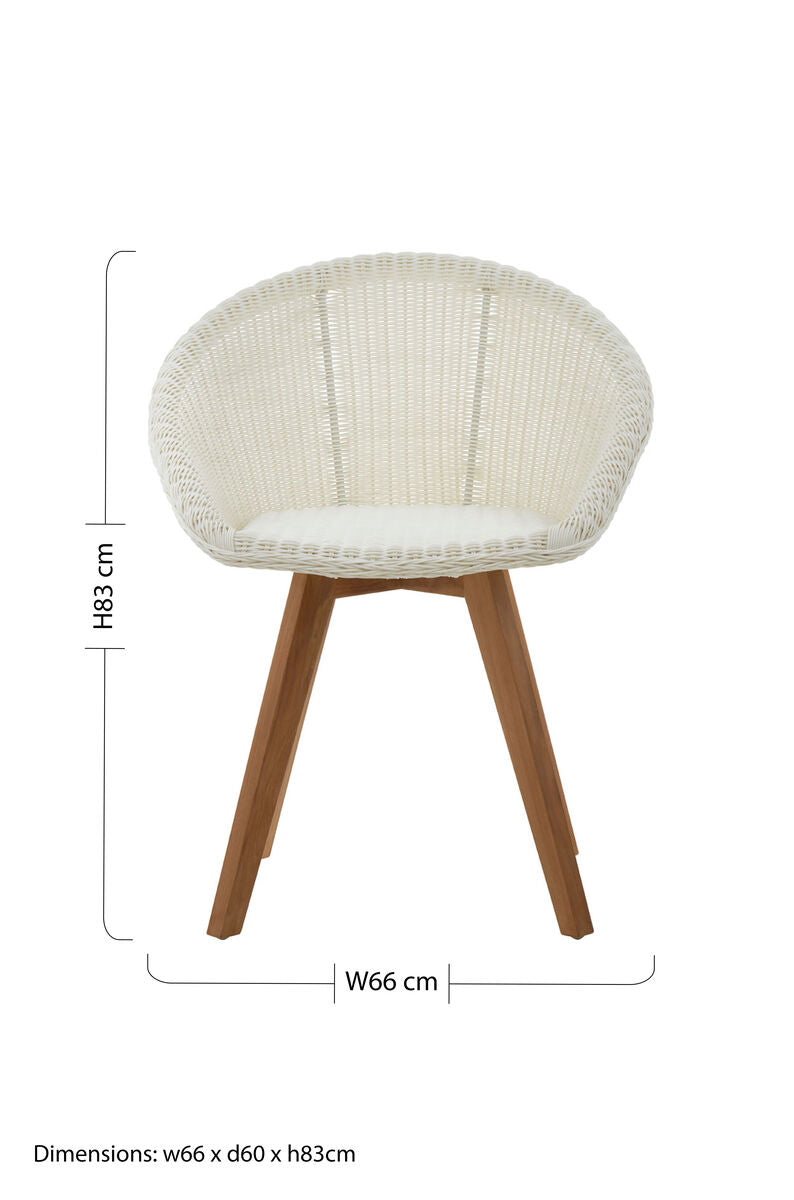 Lovina White Rattan Effect and Teak Wood Dining Chair