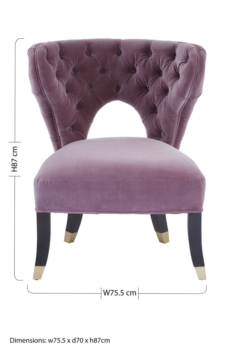 Villi Lilac Velvet Button Tufted Accent Chair