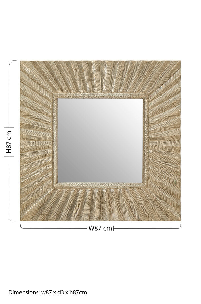 Fusion Square Wall Mirror with Textured Silver Frame