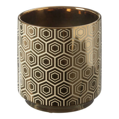 Small Gold and Cream Ceramic Planter | Hexa