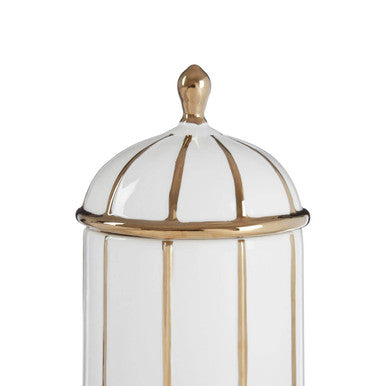 Coletta Large White and Gold Ceramic Jar