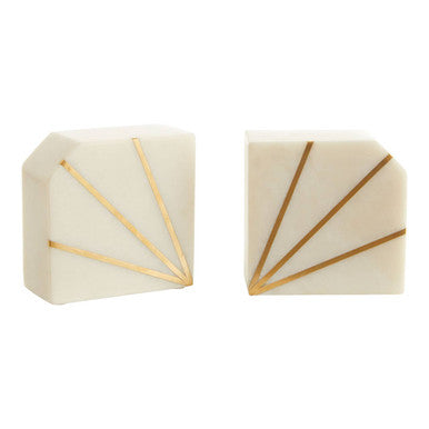 Sena White Marble and Gold Bookends