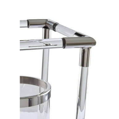 Lucita Small Candle Holder in Silver Finish and Acrylic