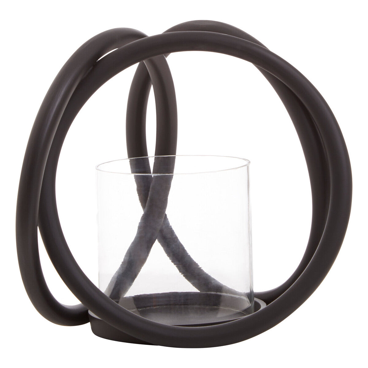 Small Matte Black Finish Candle Holder | Aura