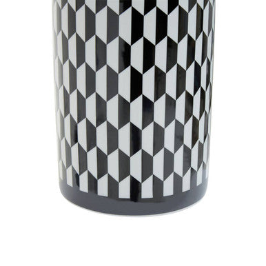 Small Black and White Geometric Print Ceramic Jar | Marlo