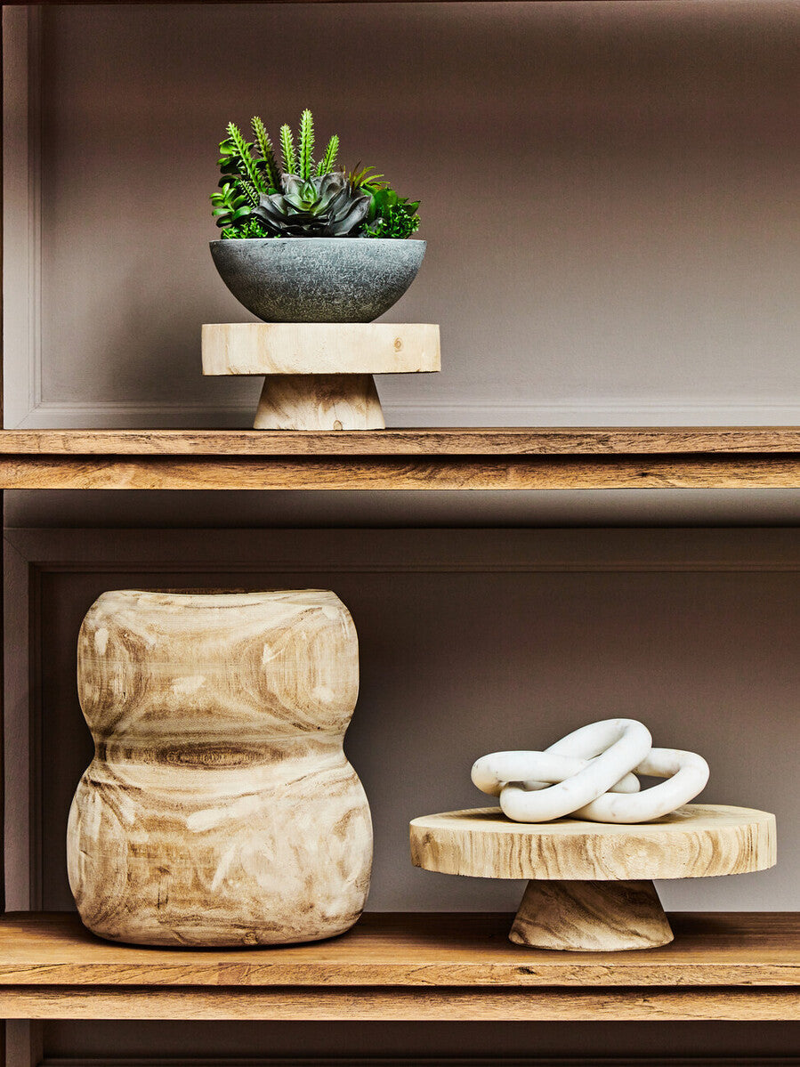 Arlo Natural Engraved Wood Decorative Bowl