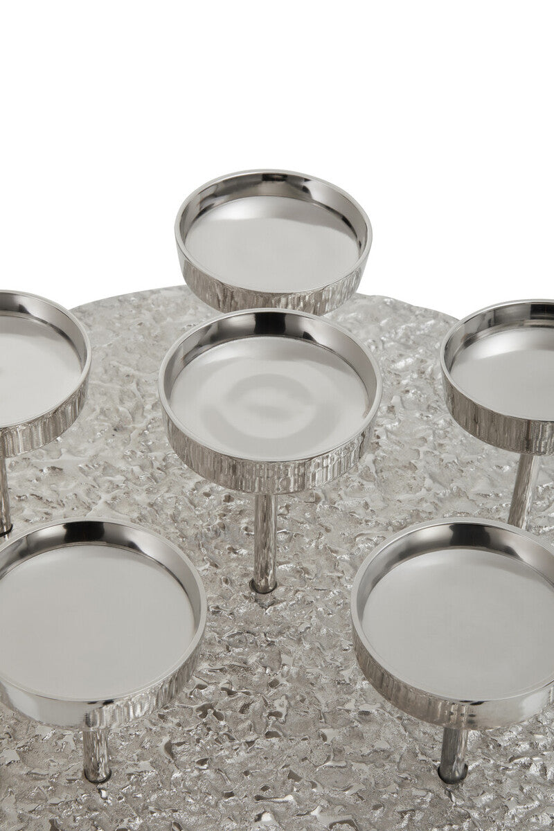 Akola Silver Round 6 Pillar Candle Holder