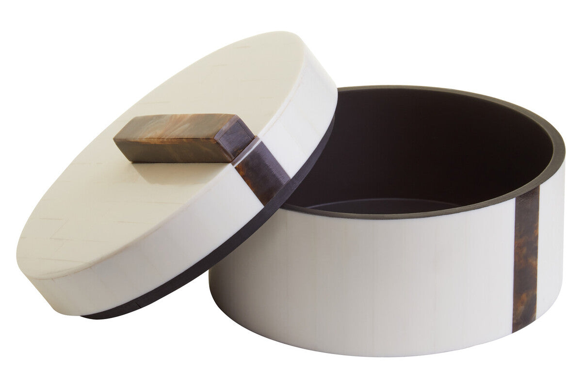 Decio Cream And Brown Large Round Box