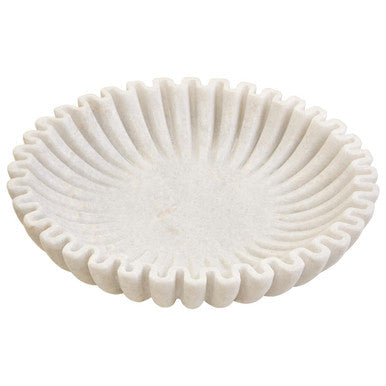 Large White Fluted Marble Bowl | Savio