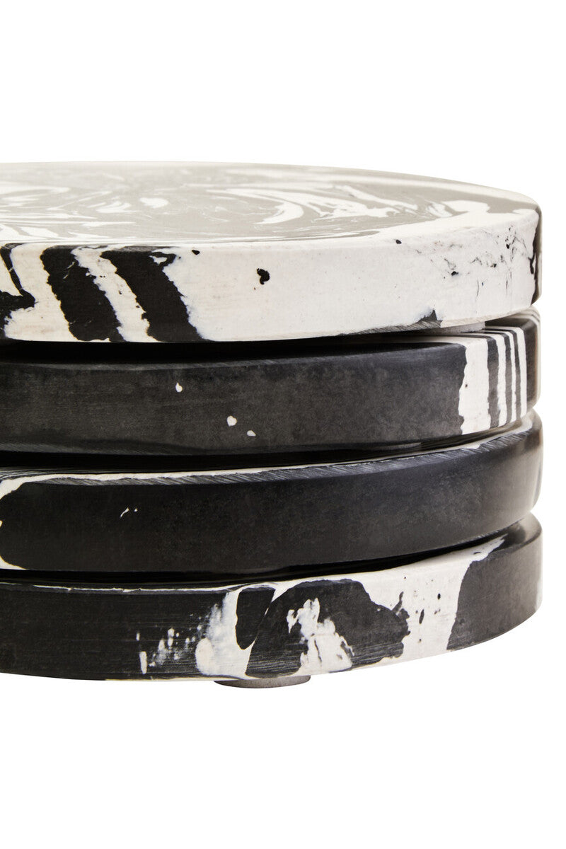 Set of Four Black and White Marble Coasters | Helsa