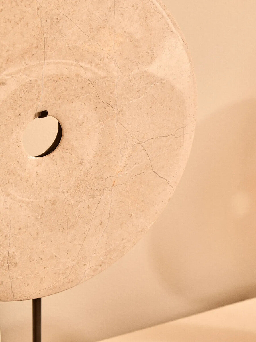 Extra Large Cream Round Dia 35cm Marble Disc Sculpture | Zoro