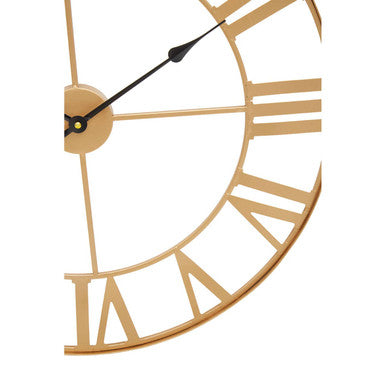 60cm Dia Large Gold Metal Wall Clock | Genova