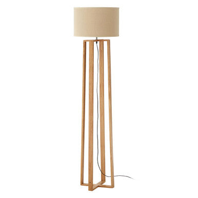 Wooden Floor Lamp with Light Brown Shade | Lea