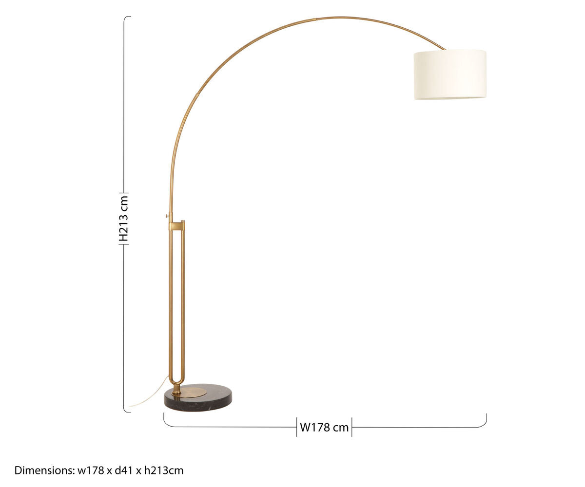 Hubert Brass Finish Arc Floor Lamp