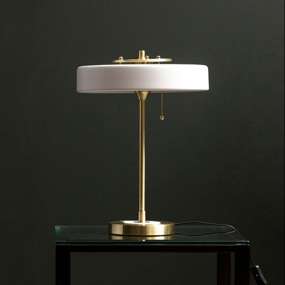 White Shade with Gold Finish Frame Table Lamp | Rogano