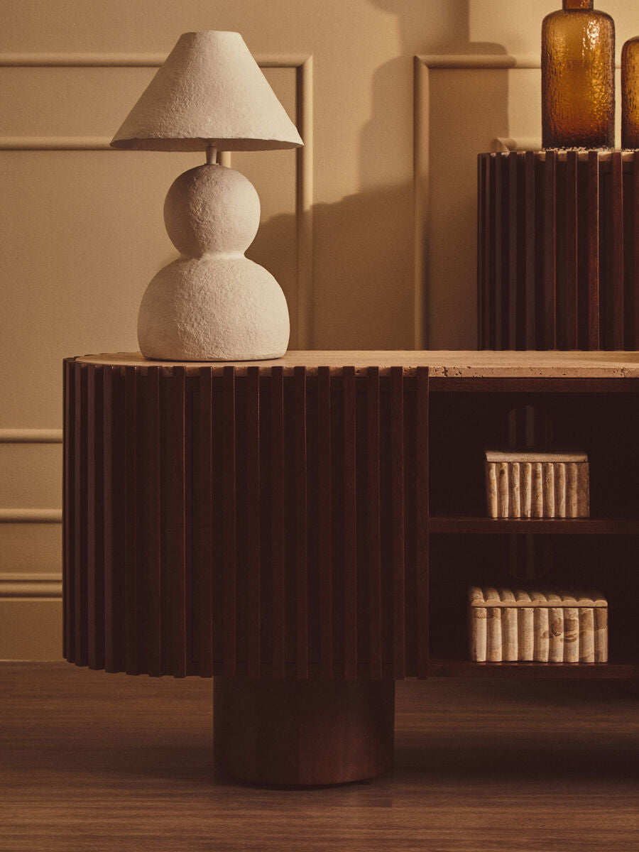 White Papier Mache Table Lamp | Carta