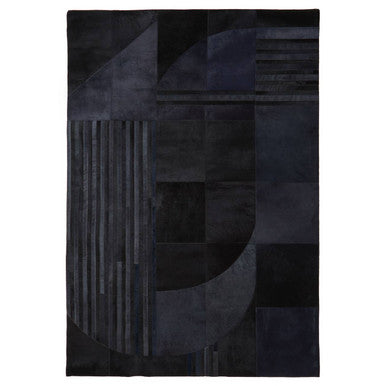 Bosie Safira Large Deco Black And Grey Hair on Leather Rug
