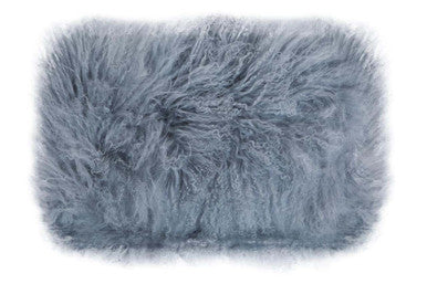 Bosie Real Fur Grey Rectangular Cushion | Mongolian