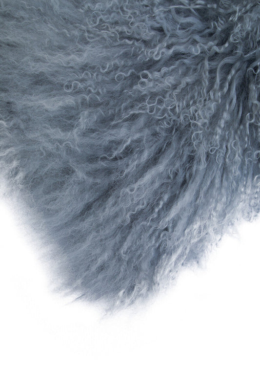 Bosie Real Fur Grey Rectangular Cushion | Mongolian