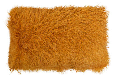 Bosie Real Fur Ochre Rectangular Cushion | Mongolian