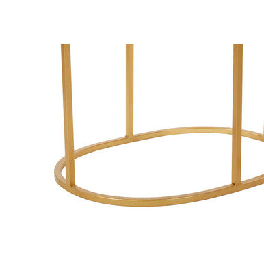 Set of 2 Mirrored Glass Oval Top Side Tables with Gold Finish Metal Frame, Avantis