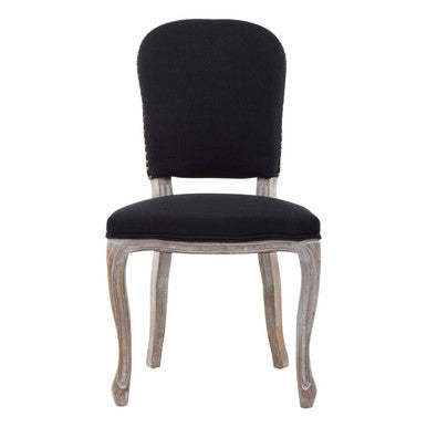 Kensington Townhouse Black Linen Dining Chair with Stud Detail