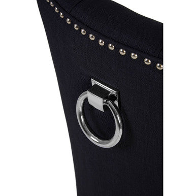 Kensington Townhouse Black Linen Studded Dining Chair