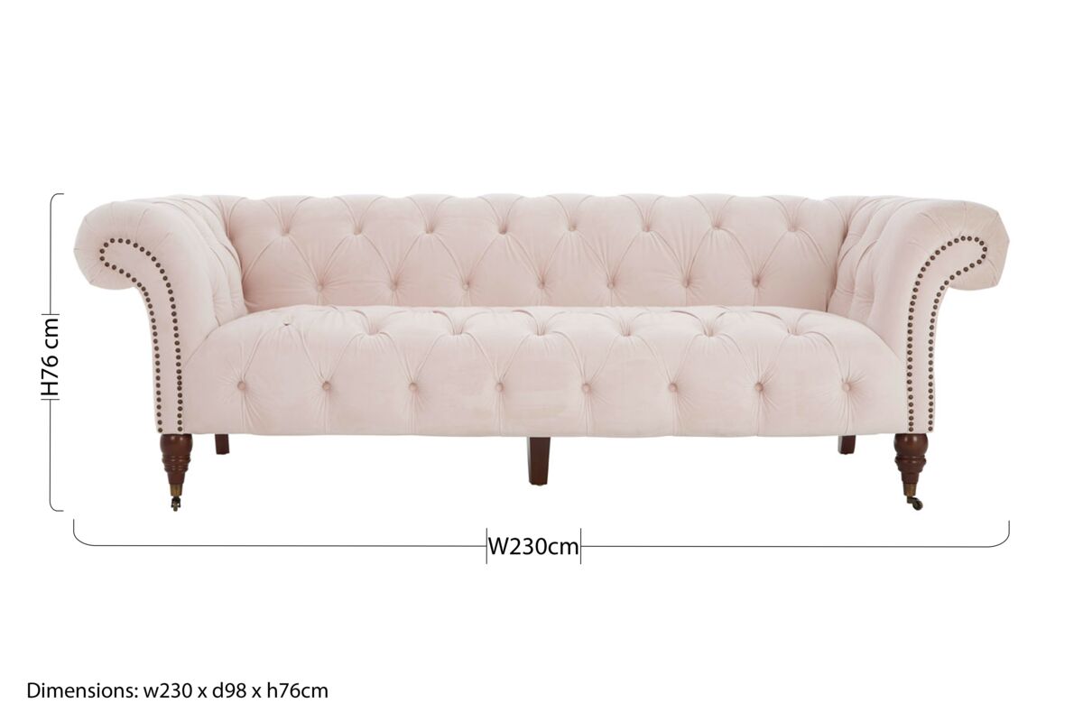 3 Seater Blossom Fabric Chesterfield Sofa, Suri
