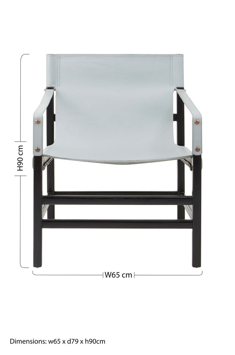 Kendari Grey Leather and Black Teak Wood Chair