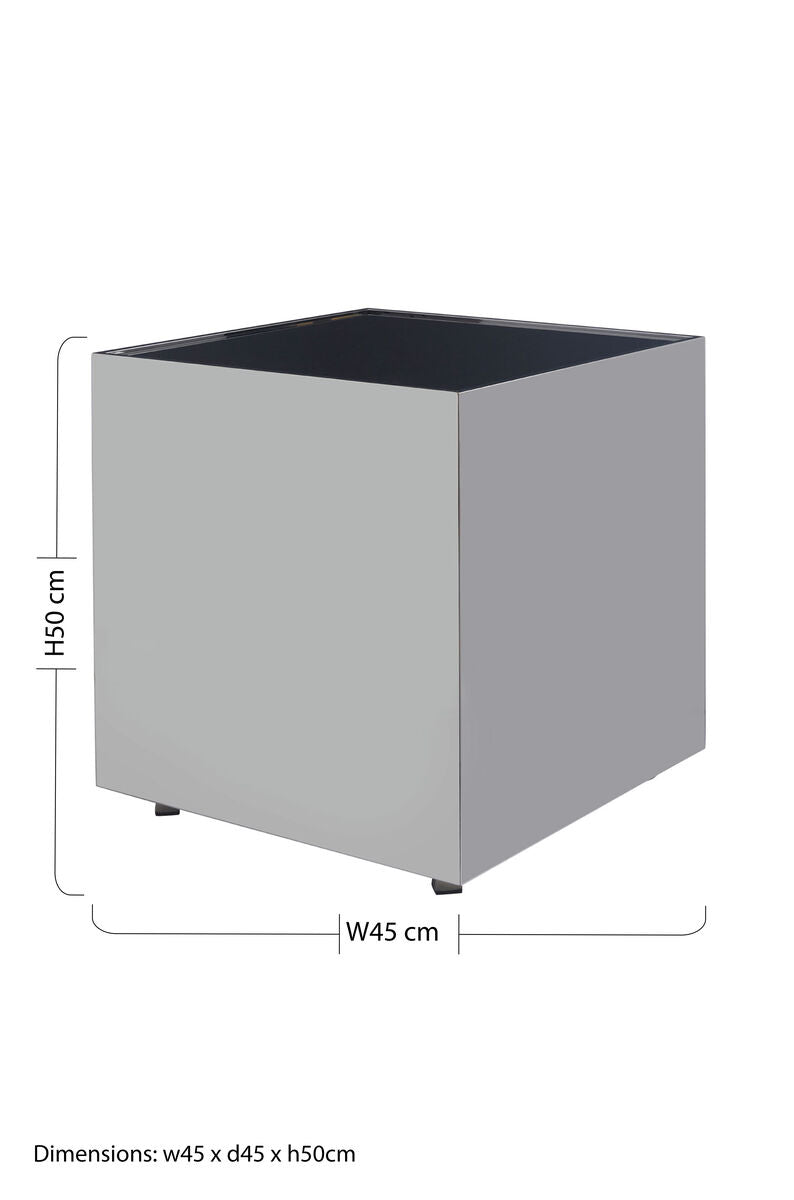 Black Tempered Glass Top Side Table with Silver Square Chrome Finish Frame, Carlox
