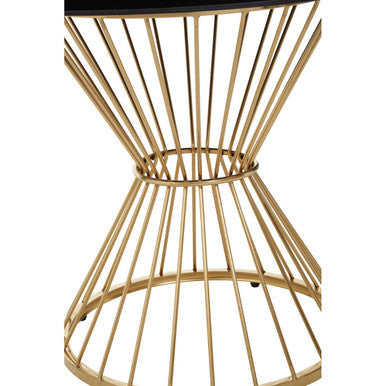 Hourglass Dining Table with Black Glass Top and Gold Base, Anzio