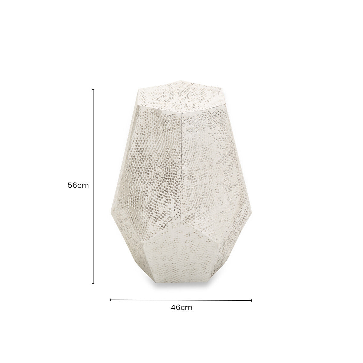 Rabia Silver Finish Drum Style Side Table