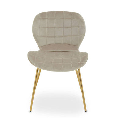 Warton Mink Velvet Quilted Dining Chair