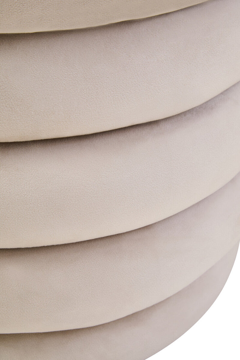 Helen Cream Velvet Round Footstool
