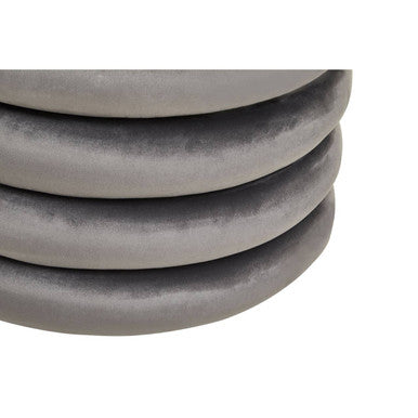 Hartford Grey Velvet Round Pouffe