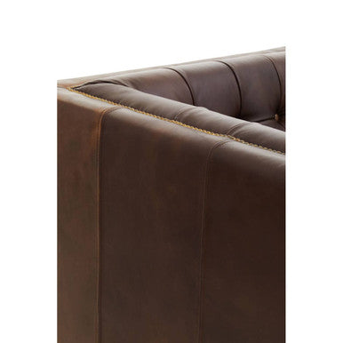 3 Seater Modern Chesterfield Dark Brown Leather Sofa, King